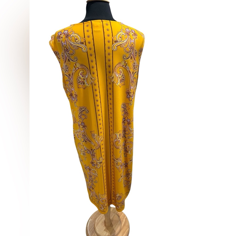 Liz Claiborne Yellow Paisley Sleeveless Lightweight Dress-size XL - Picture 5 of 6